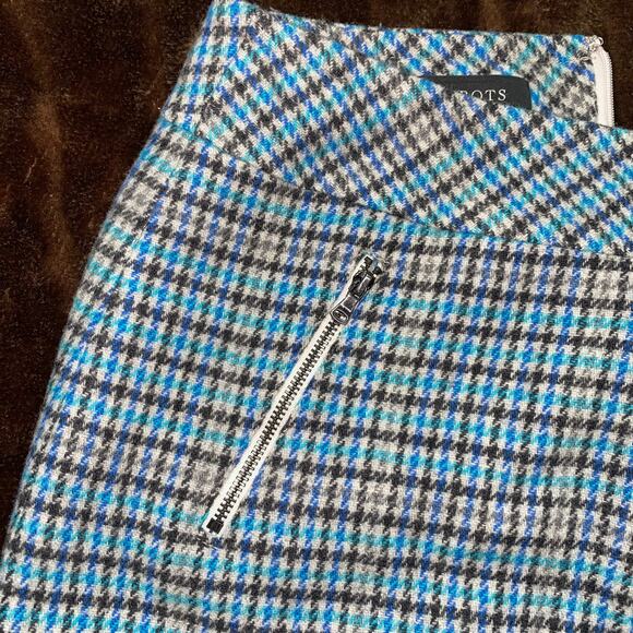 Talbots 6P Blue Houndstooth‎ Plaid Wool Blend Mini Skirt VERY NICE CONDITION - Picture 5 of 9